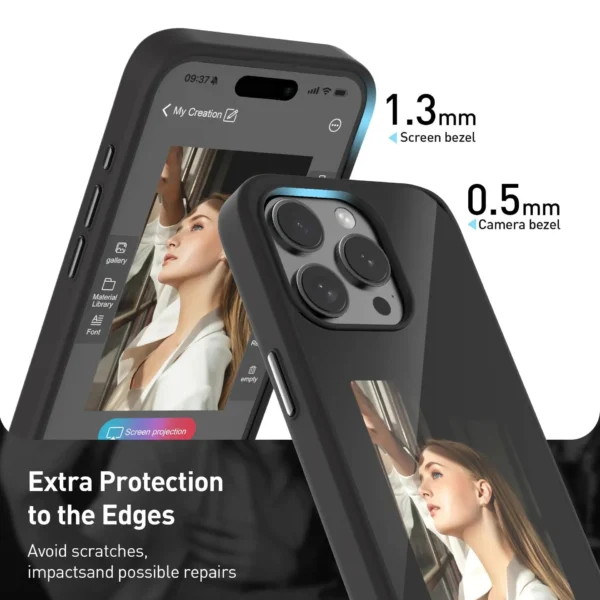 Smart NFC E ink phone case For iphone 16 15 14plus 13 ProMax High end DIY screen projection AI Couples Photos shockproof shell